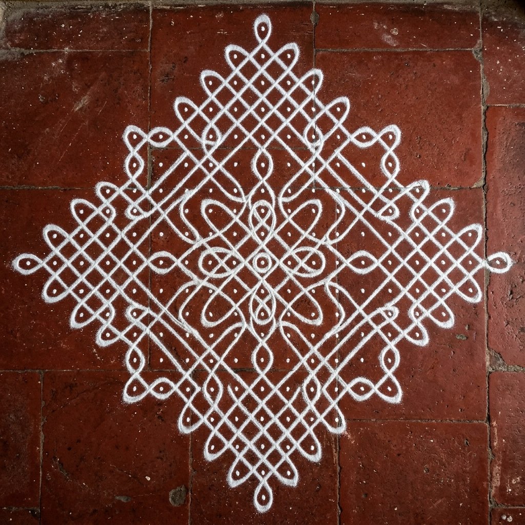 Traditional white kolam